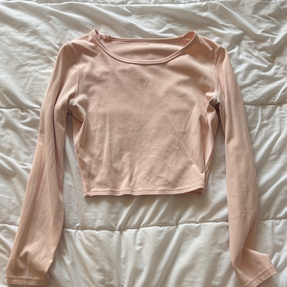 lululemon athletica Blush Long Sleeve Crop Top - wunder train top